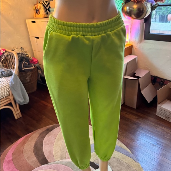 Lime green high rise joggers size M - Picture 5 of 6